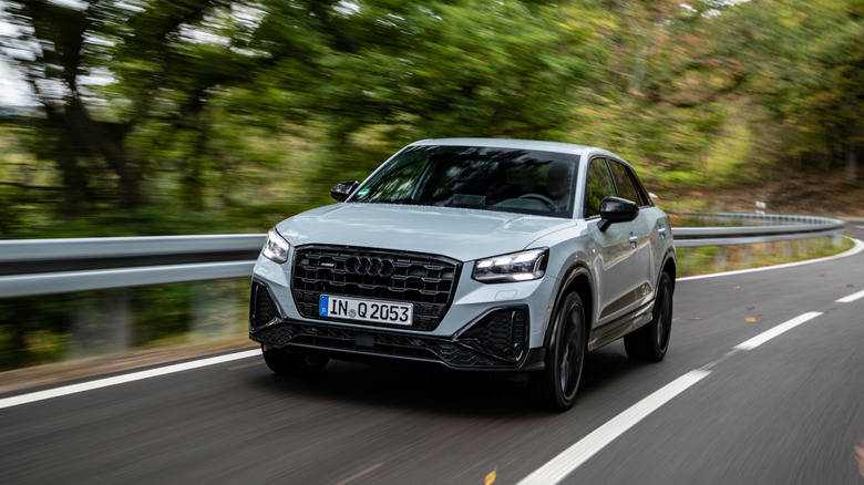 2024 Audi Q2 driving at speed on a public road