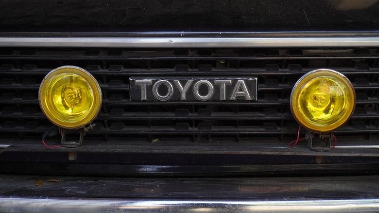 Toyota front badge with yellow lights