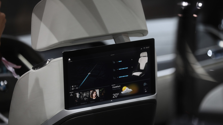 Rear-seat entertainment system in BMW.