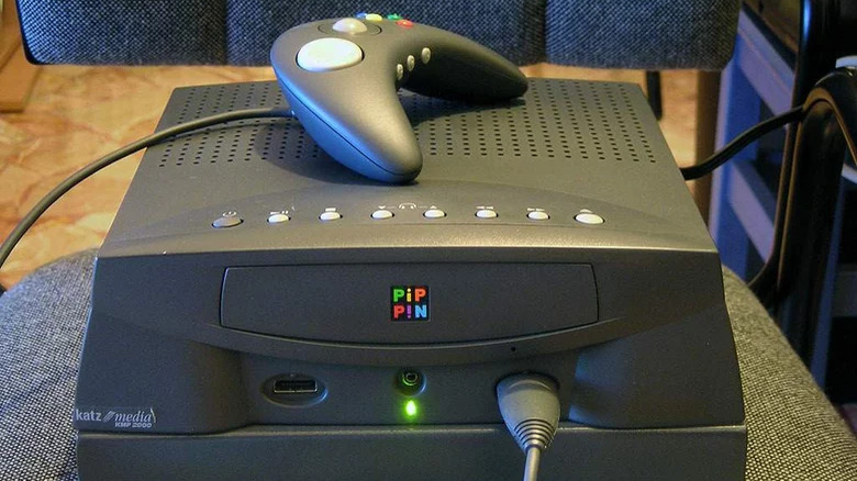 Apple Pippin in black color with ports and controller