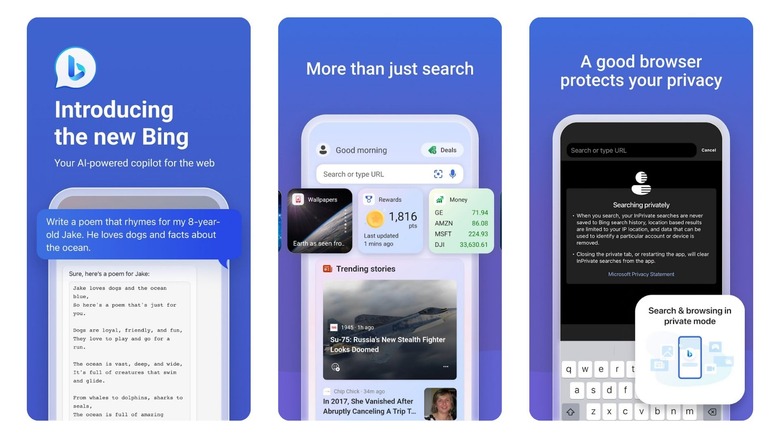 Bing app sceenshots from Google Play