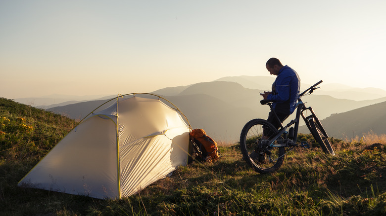 mountain biker camping