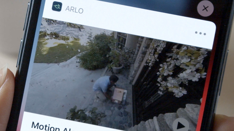 Arlo app showing security camera feed