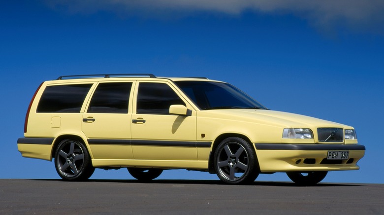 Yellow Volvo 850 R Estate performance wagon