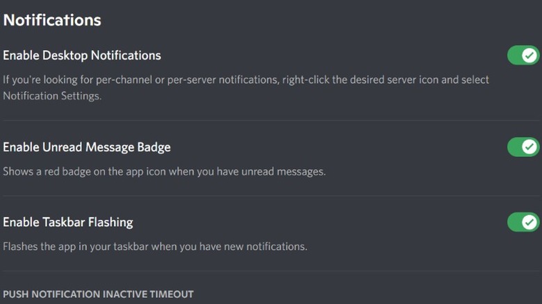 screenshot of the notifications tab in the discord web app