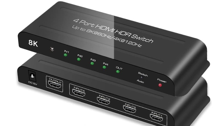 8k HDMI switch front and back view