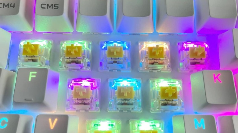Gateron Yellow Pros in a white keyboard