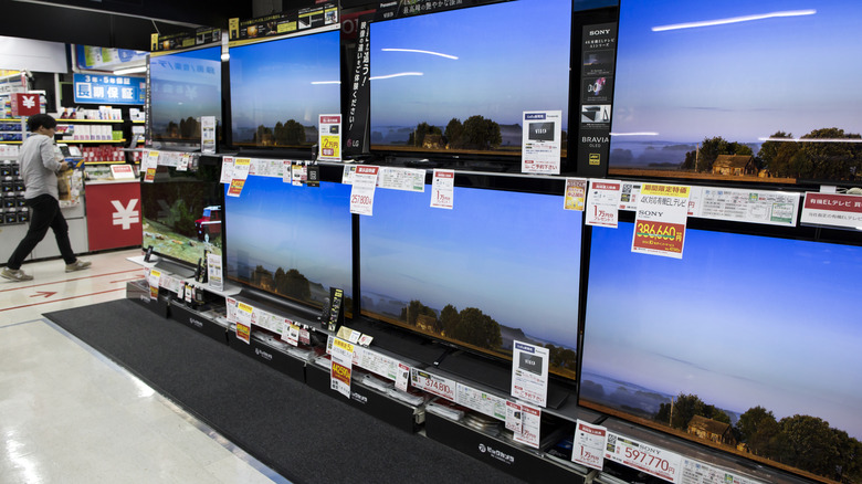 TVs on display in a Japanese store