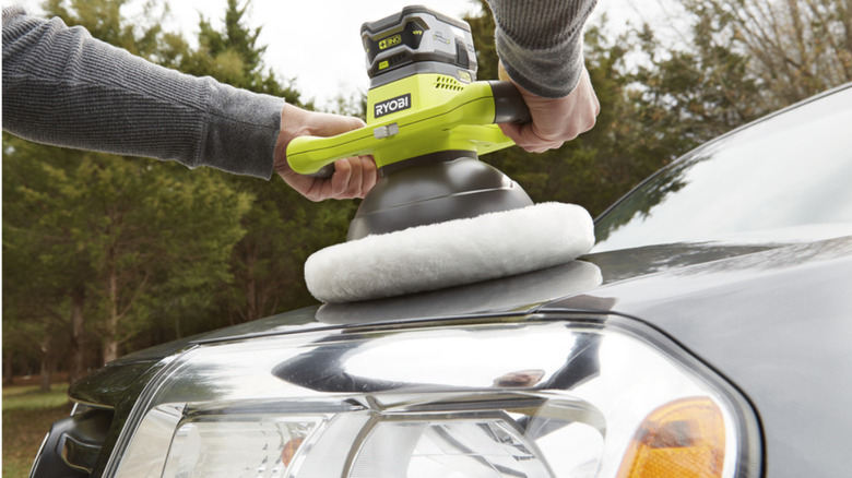 Ryobi Orbital Buffer used on car