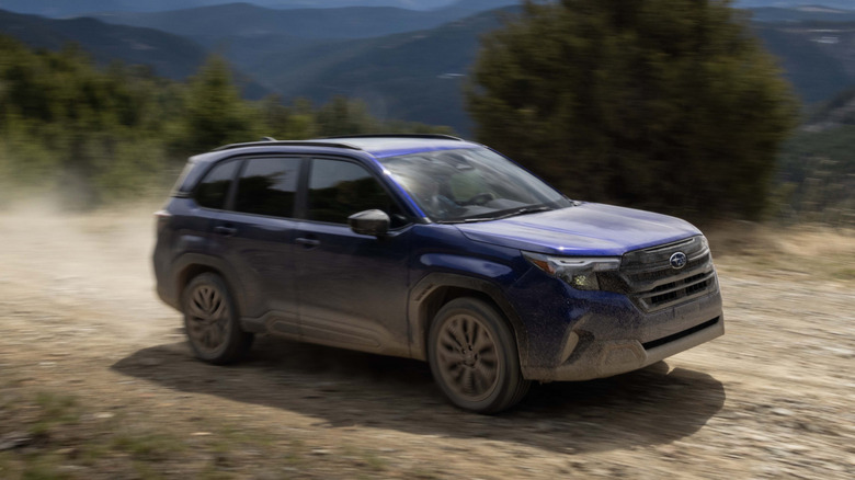 Subaru Forester driving in the mountains