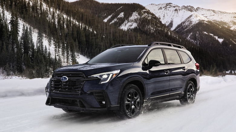 Subaru Ascent driving across snowy terrain