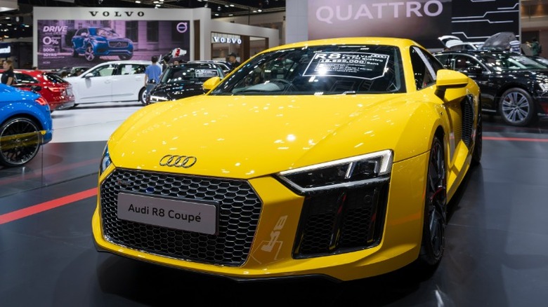 yellow Audi R8 Coupe V10 GT