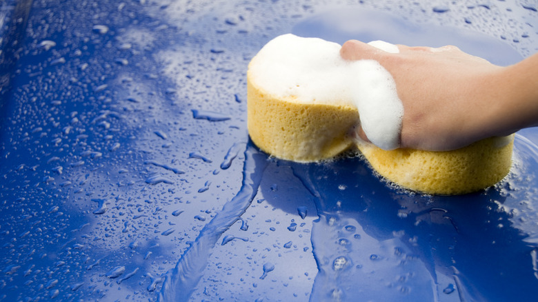 Handwashing car with sponge