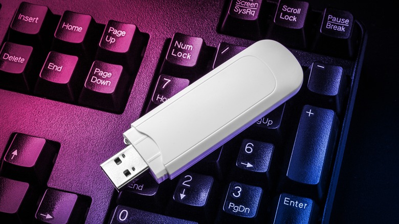 Flash drive on keyboard