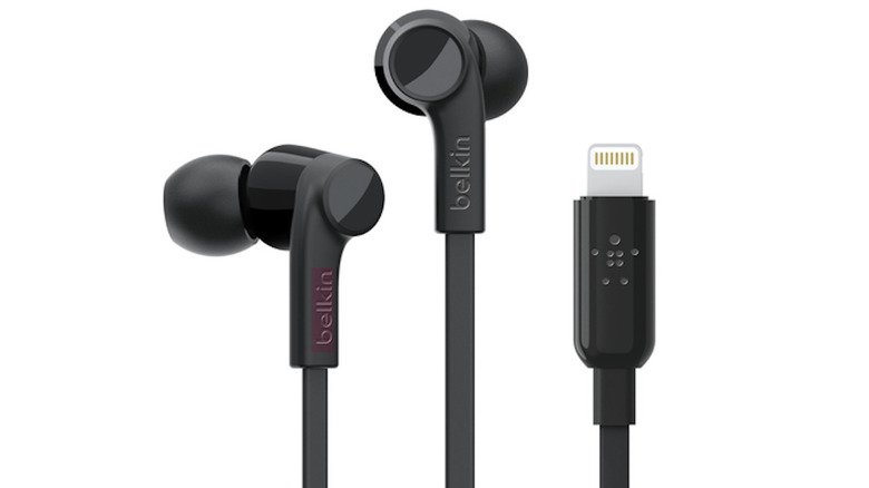 black Belkin SoundForm lightning headphones