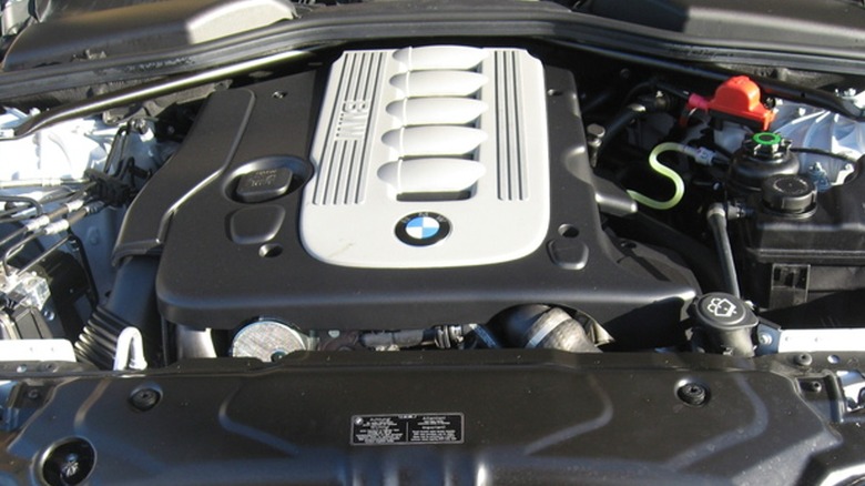 BMW M57 engine on display