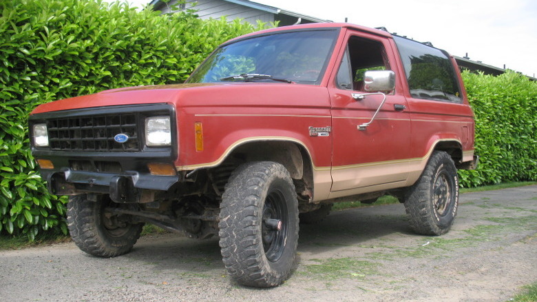 Red 1980s-era Ford Bronco II