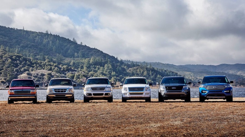 Multiple generations of Ford Explorer