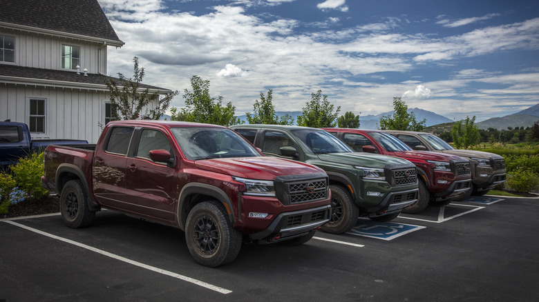 Lineup of Nissan Frontier trucks