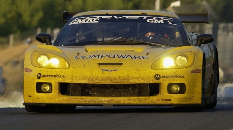 Yellow 2005 Corvette Coupe racecar
