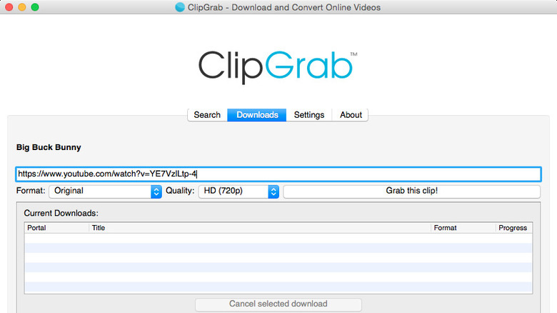 ClipGrab user interface