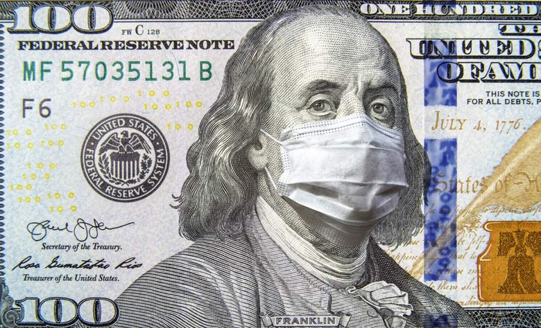 Ben Franklin wearing face mask 