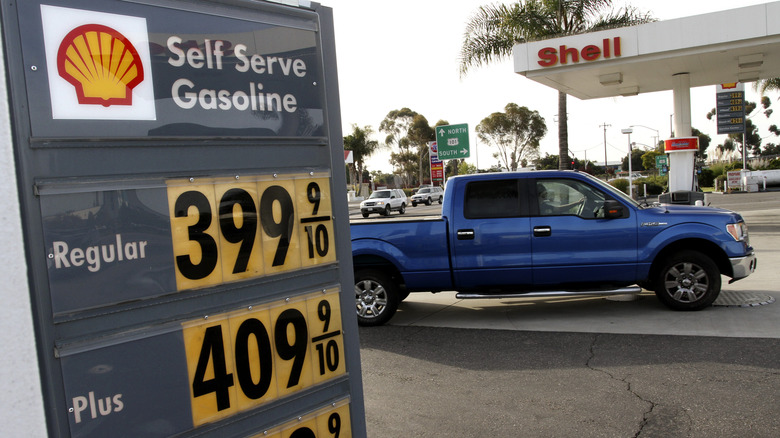 FOrd F-150 at Shell gas station