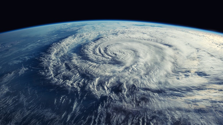 Satellite view hurricane space