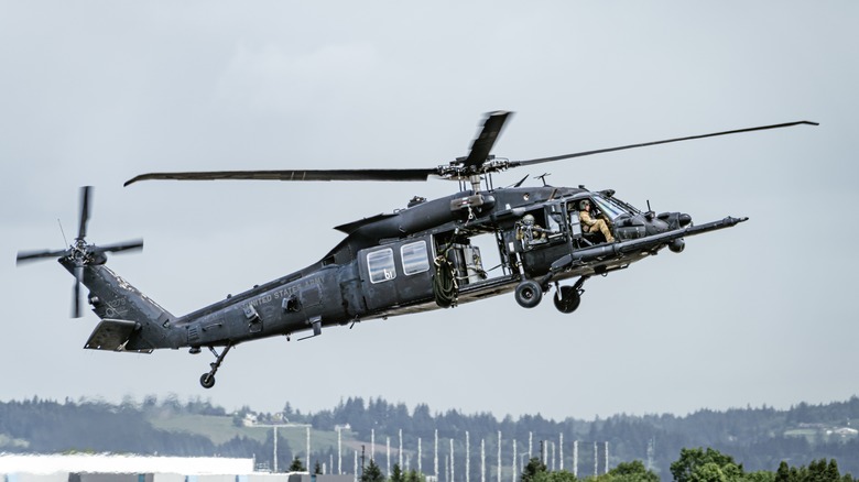 Black Hawk helicopter hovering