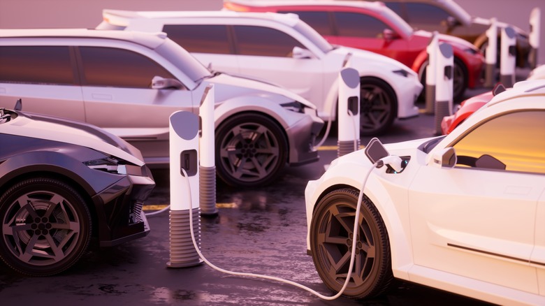 Electric cars charging 