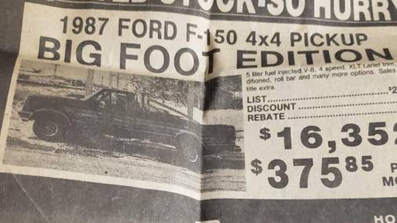 Ford Bigfoot Cruiser sales ad