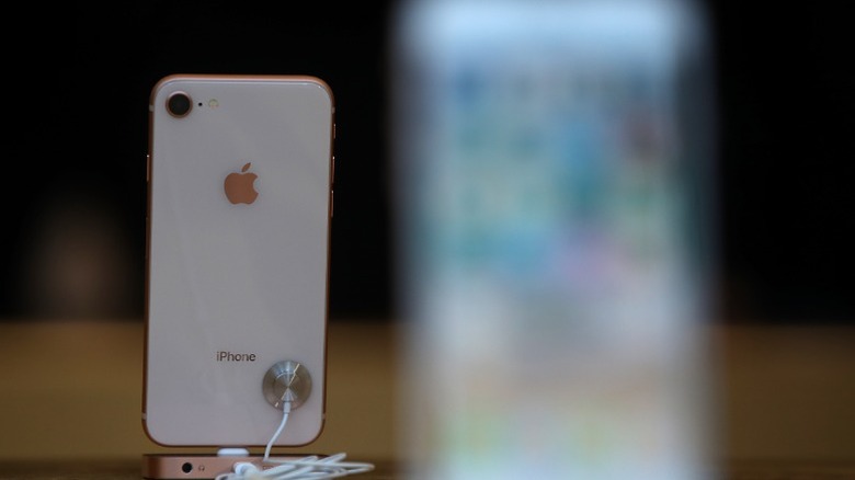 an iPhone 8 on display