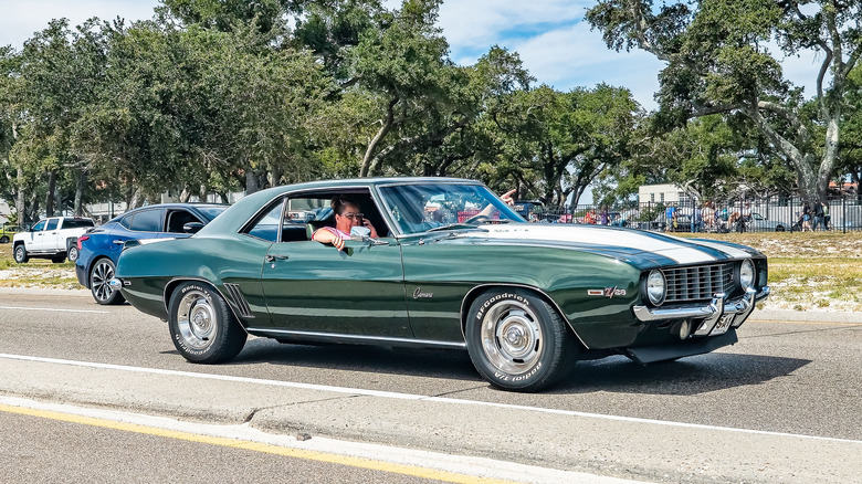 A 1969 Chevy Camaro at an auto show