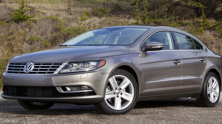 A 2015 Volkswagen CC parked on a gravel path