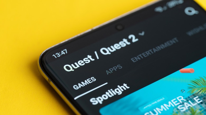 Meta Quest app displayed on a smartphone