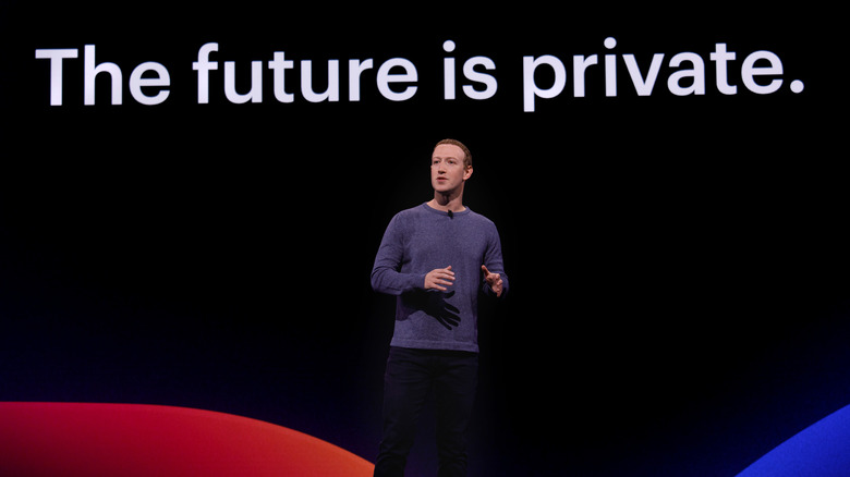 Mark Zuckerberg gives a presentation