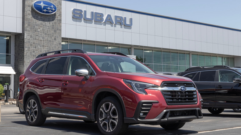 Subaru Ascent parked outside of dealership