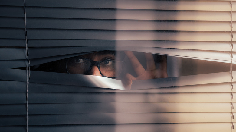 Someone peeking through blinds