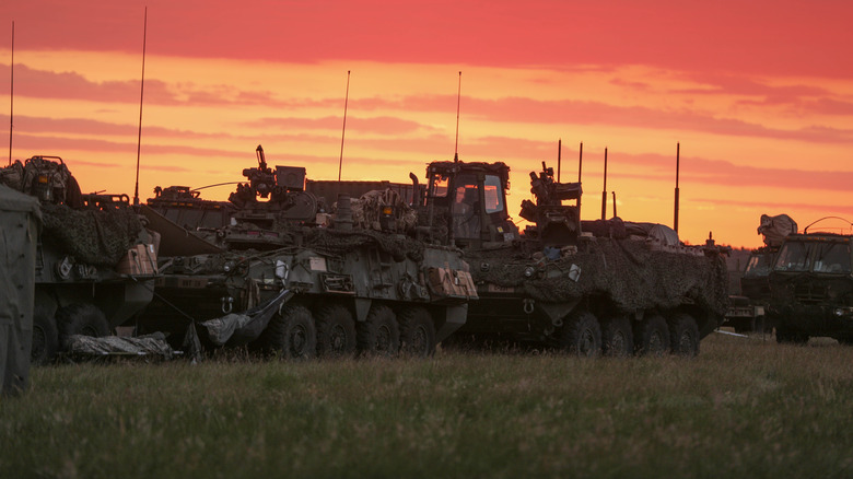 Stryker variants in a convoy