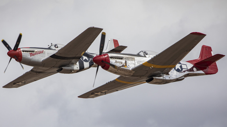 P-51 Mustangs flying in formation