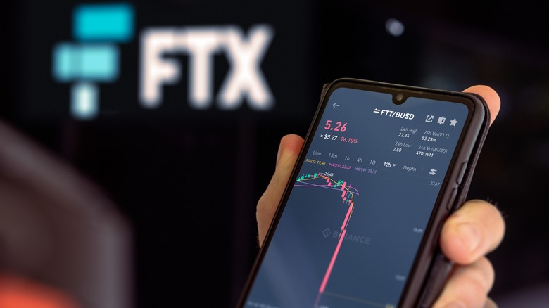 FTT chart with FTX logo in background