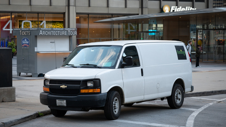 Chevrolet Express van on the road