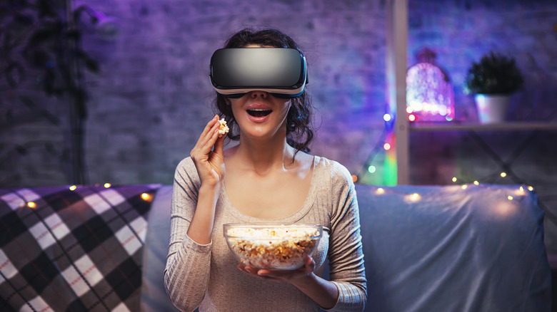 woman watching VR movies