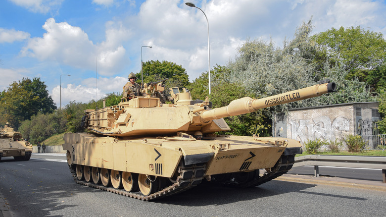 Abrams tank on road