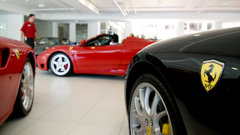 Inside a Ferrari dealership