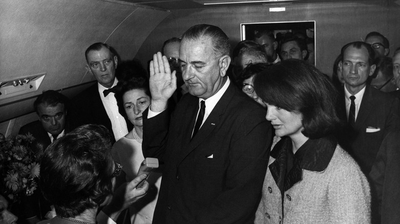 President Lyndon B. Johnson taking the oath of office