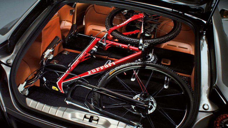 Ferrari FF with mountain bike in trunk