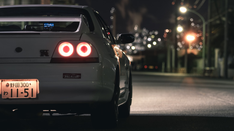 Nissan R33 Skyline GT-R rear closeup at night