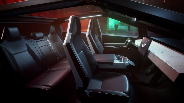 Tesla Cybertruck interior wide angle render