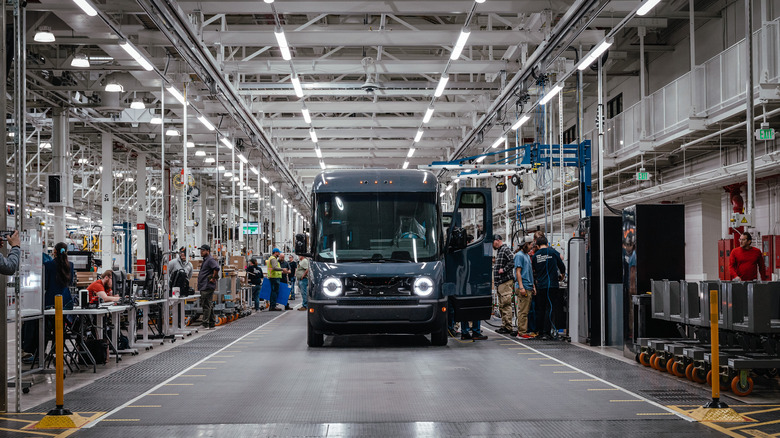 Rivian Prime delivery van in factory